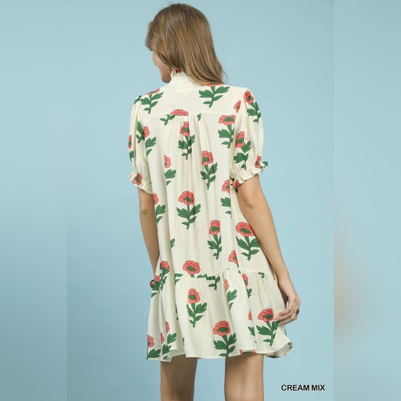 Umgee Floral Print Babydoll Dress - Picture 3 of 8